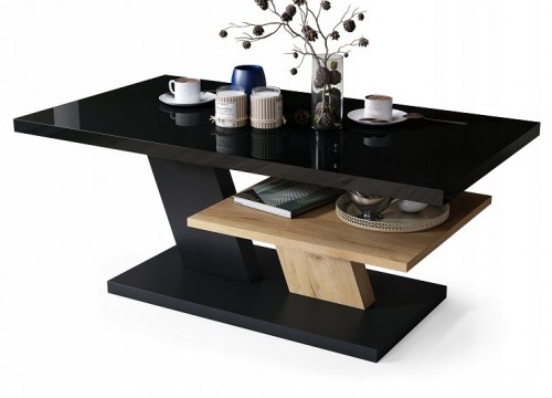 Tραπεζάκι σαλονιού CLIFF μαύρο λάκα -χρώμα δρυός Craft Zloty